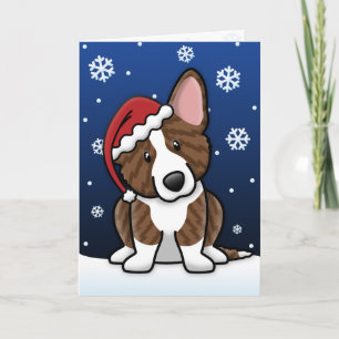 Tarjeta de Navidad Brindle del Corgi Galés de la