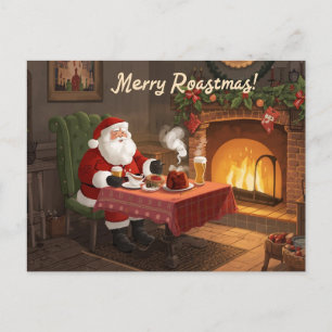 Tarjeta de Navidad británica con Papá Noel en el p