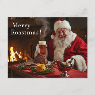 Tarjeta de Navidad británica con Papá Noel en el p