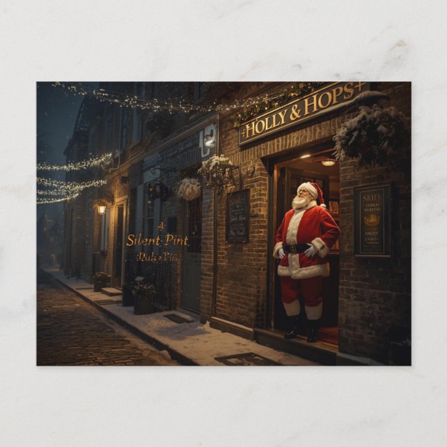Tarjeta de Navidad británica con Papá Noel en el p (Anverso)