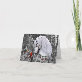 Tarjeta de Navidad Caballo y Cardenales 4" x 5.6"