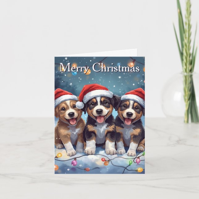 Tarjeta de Navidad Cachorros Lindos Navidad (Anverso)