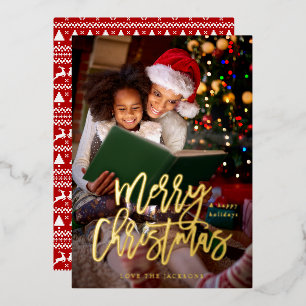 Tarjeta de Navidad Caligrafía Foto Vertical