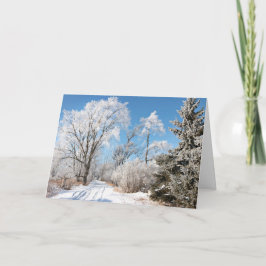Tarjeta de Navidad caminando en un país de ensueño