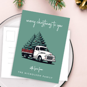 Tarjeta de Navidad   Camión de entrega de árbol de
