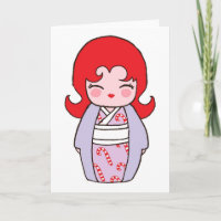 Tarjeta de navidad canaria Kokeshi
