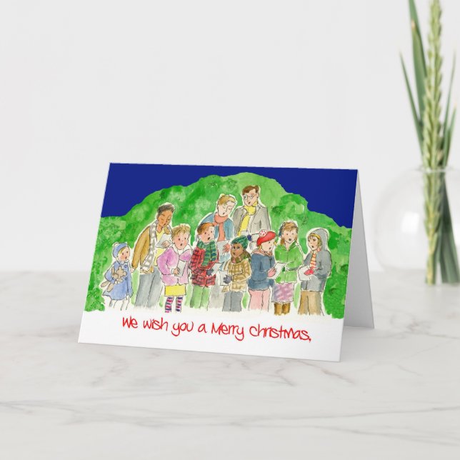 Tarjeta de Navidad - cantantes del villancico (Anverso)
