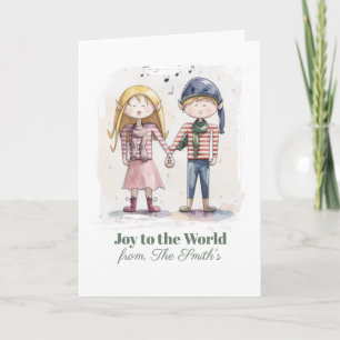 Tarjeta de Navidad caprichosa de duende de acuarel