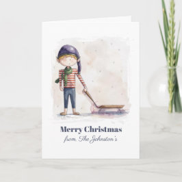 Tarjeta de Navidad caprichosa de duende de acuarel