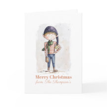 Tarjeta de Navidad caprichosa de duende de acuarel