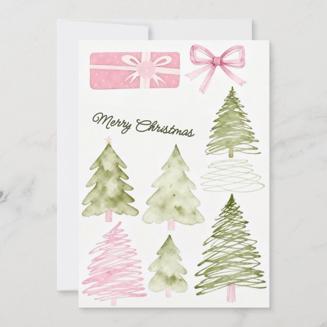 Tarjeta de Navidad caprichosa de pareja en acuarel (Anverso)