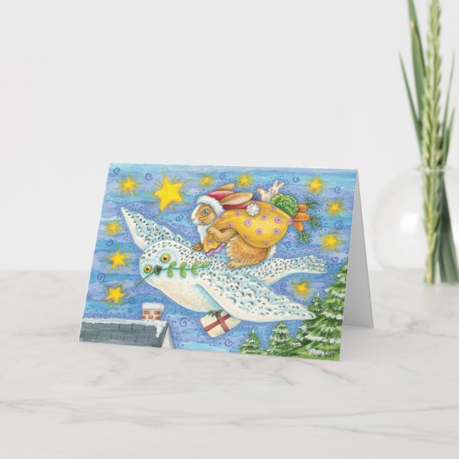 Tarjeta de Navidad caprichosa del conejito (Anverso)