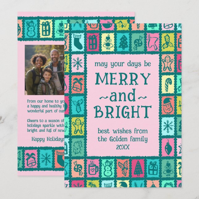 Tarjeta de Navidad Caprichosa Personalizada con 2  (Anverso / Reverso)