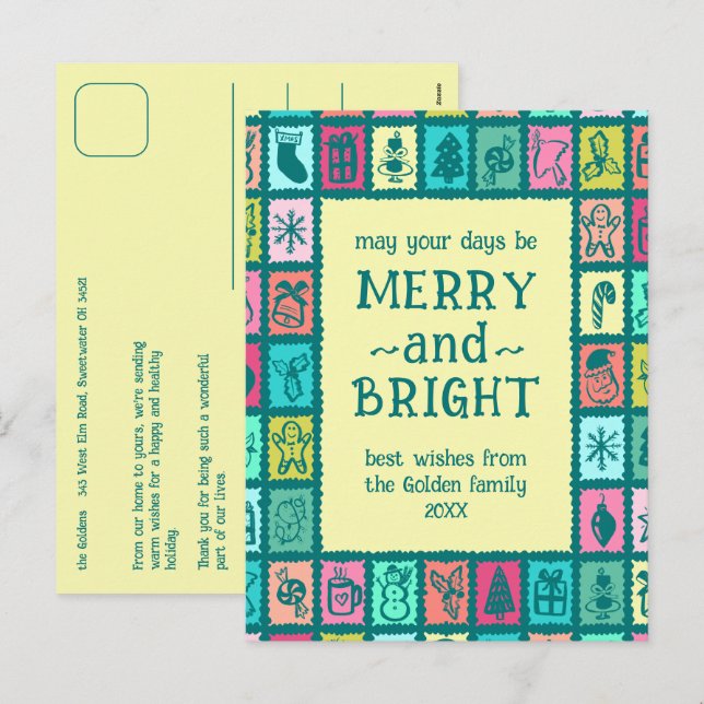 Tarjeta de Navidad Caprichosa Personalizada Llena  (Anverso / Reverso)