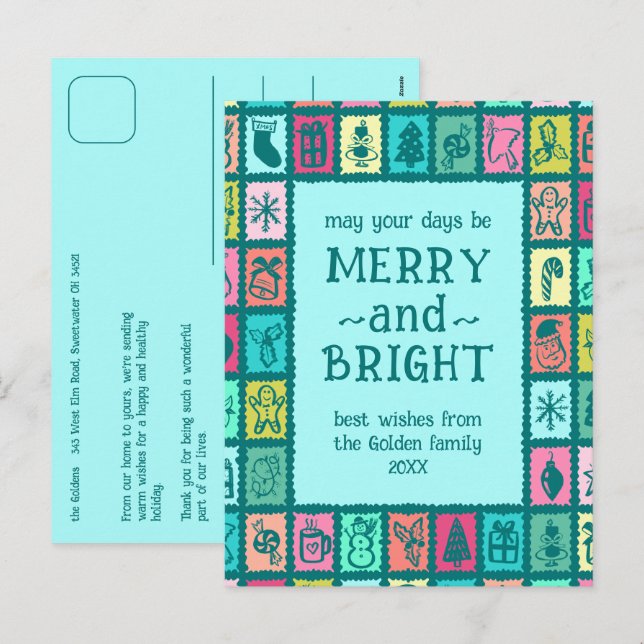 Tarjeta de Navidad Caprichosa Personalizada Llena  (Anverso / Reverso)