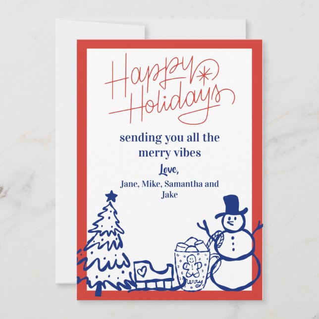 Tarjeta de Navidad Caprichosa Vintage (Anverso)