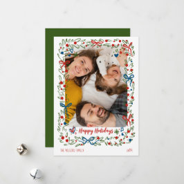 Tarjeta de Navidad caprichosa y festiva con corona