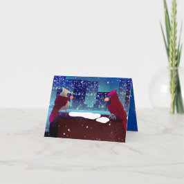 Tarjeta de Navidad Cardenales en la Ciudad