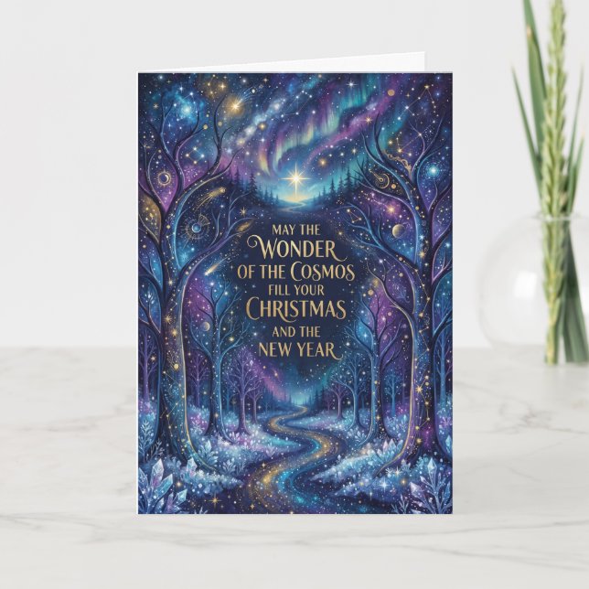 Tarjeta de Navidad Celestial Maravilla de Invierno (Anverso)