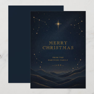 Tarjeta de Navidad Celestial Moderna de Oro TMF26