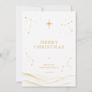 Tarjeta de Navidad Celestial Moderna de Oro TMF26