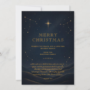 Tarjeta de Navidad Celestial Moderna Dorada TMF26