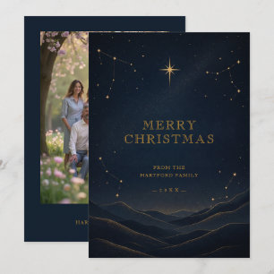 Tarjeta de Navidad Celestial Moderna en Oro TMF26