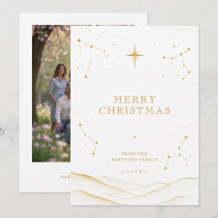 Tarjeta de Navidad Celestial Moderna en Oro TMF26