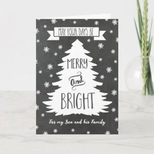 Tarjeta de Navidad Chalboard Son y Family Merry