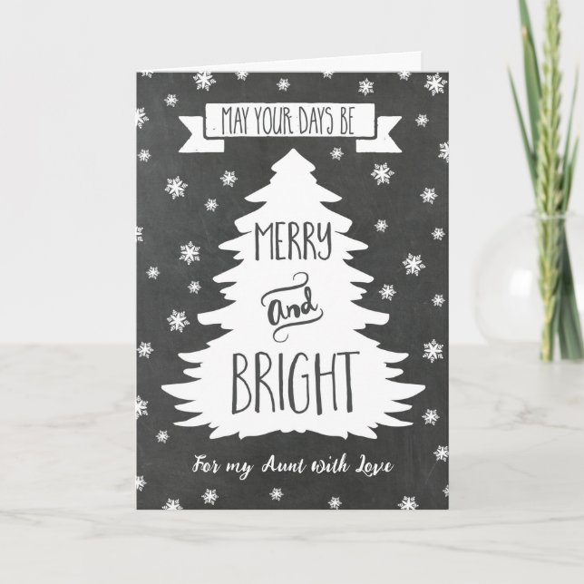 Tarjeta de Navidad Chalkboard Aunt Merry (Anverso)