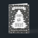 Tarjeta de Navidad Chalkboard Niece & Family Merry<br><div class="desc">Feliz tarjeta de felicitación de Navidad para tu sobrina y su familia con un patrón rústico de pizarra,  árbol de navidad y copos de nieve. Desee que la familia de su sobrina esté bien esta temporada de vacaciones con esta elegante tarjeta de saludo.</div>