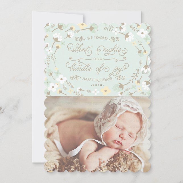 Tarjeta de Navidad Chic Silent Night Primer Navida (Anverso)