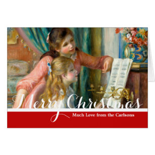 Tarjeta de Navidad Chicas de Renoir al Piano