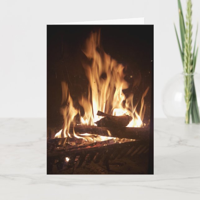Tarjeta de Navidad "Chimenea de Días Festivos" (Anverso)