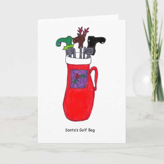 Tarjeta de Navidad chistosa de la bolsa de golf de (Anverso)