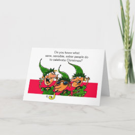 Tarjeta de Navidad chistosa de los duendes