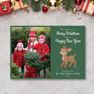 Tarjeta de Navidad Ciervo Adorable Te deseamos una