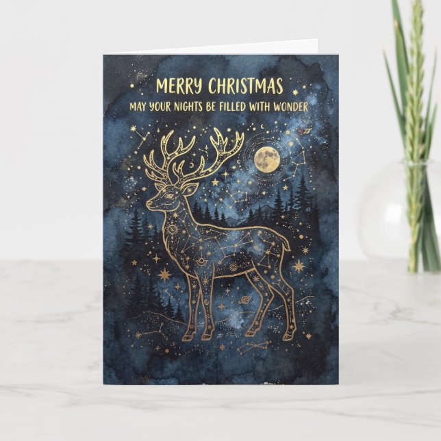 Tarjeta de Navidad Ciervo Celestial (Anverso)