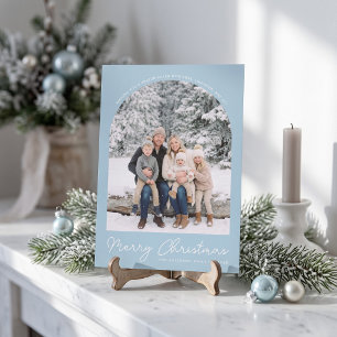 Tarjeta de Navidad Clásica con Foto en Arco Azul C