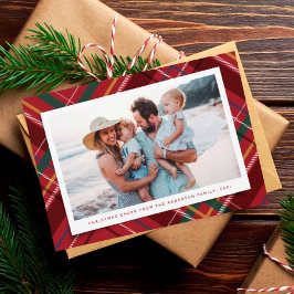 Tarjeta de Navidad clásica de una foto a cuadros n