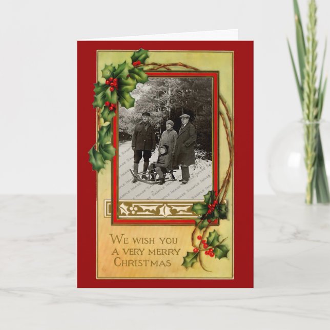 Tarjeta de Navidad clásica del vintage (Anverso)