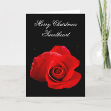 Tarjeta de Navidad Clásica Romántica con Rosa Roja