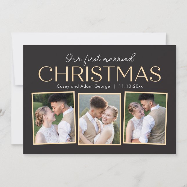 Tarjeta de Navidad Collage para Recién Casados (Anverso)