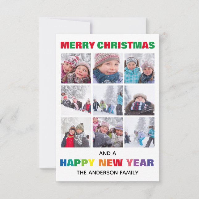 Tarjeta de Navidad Colografo Feliz Navidad Arcoíri (Anverso)