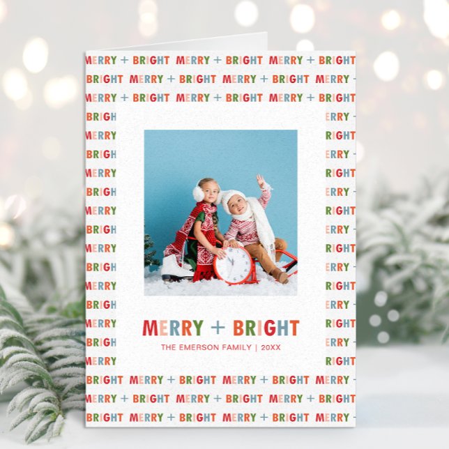 Tarjeta de Navidad Colorida con Foto (Colorful Christmas Photo Holiday Card
)