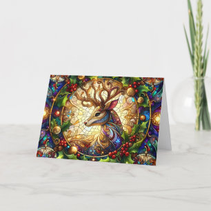 Tarjeta de Navidad colorida de ciervo de vidrio em