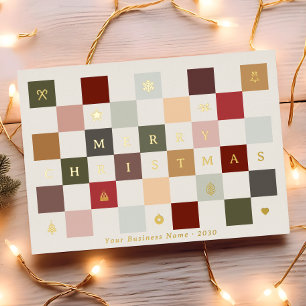 Tarjeta de Navidad Colorida de Cuadros Negocios