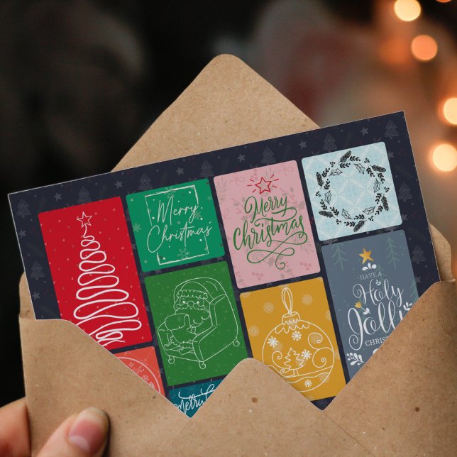 Tarjeta de Navidad Colorida y Alegre (A Colorful Merry Christmas Postcard)