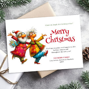 Tarjeta de Navidad Cómica Editable de Mujer Divert