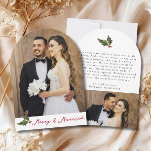 Tarjeta de Navidad con 2 Fotos y Letra a Mano Merr
